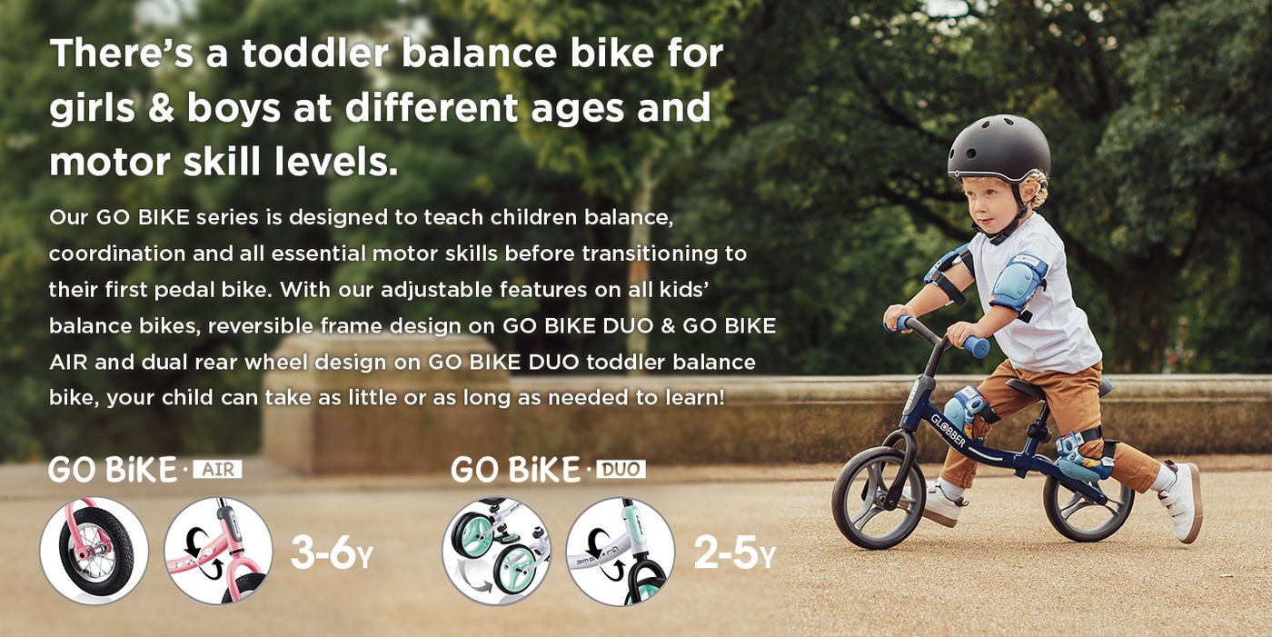 Green & Black Globber GO BIKE Adjustable Balance Training Bike for Toddlers 